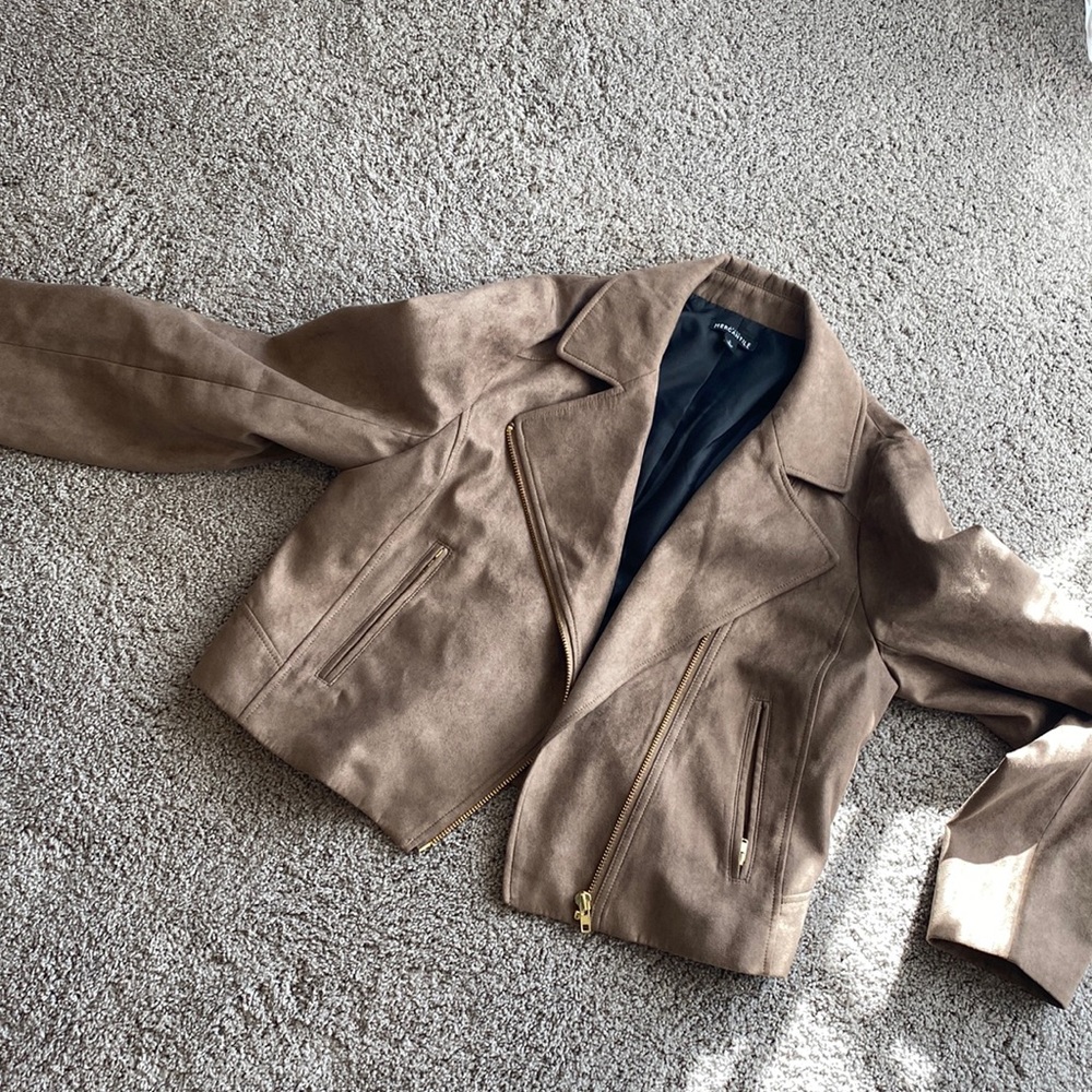 J.Crew Mercantile faux suede Moto jacket